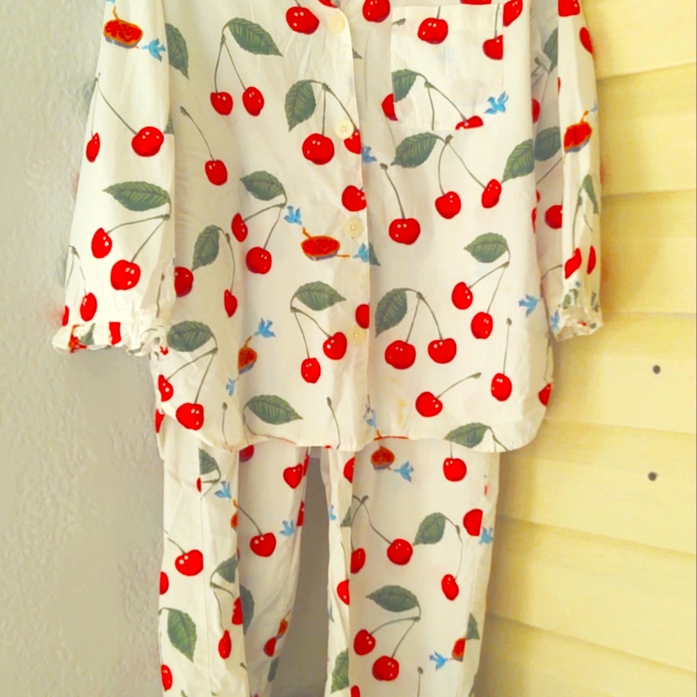 Vintage Nick and Nora Cherry Pajamas